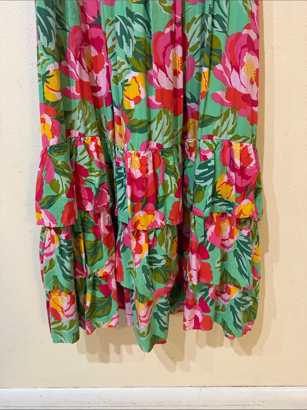 Abel The Label Anthropologie Mimosa Floral Smocked Strapless Tiered Maxi Dress - Picture 5 of 8